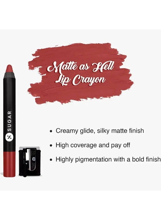 SUGAR Cosmetics Matte  Crayon Lipsticks for Women | Lasts Up To 8+ Hours | Lip Crayon with Sharpener | 2.8gm - 23 Jessica Day - Image 2